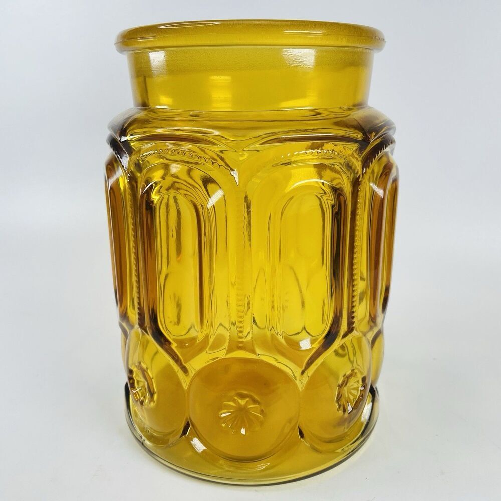 VTG LE Smith Moon & Stars Amber Canister Apothecary Jar No Lid Replacement 7.75"